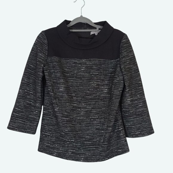 Classiques Entier Black Wool Blend Structured‎ Crew Neck Bertha Collar Blouse XS - Picture 1 of 10